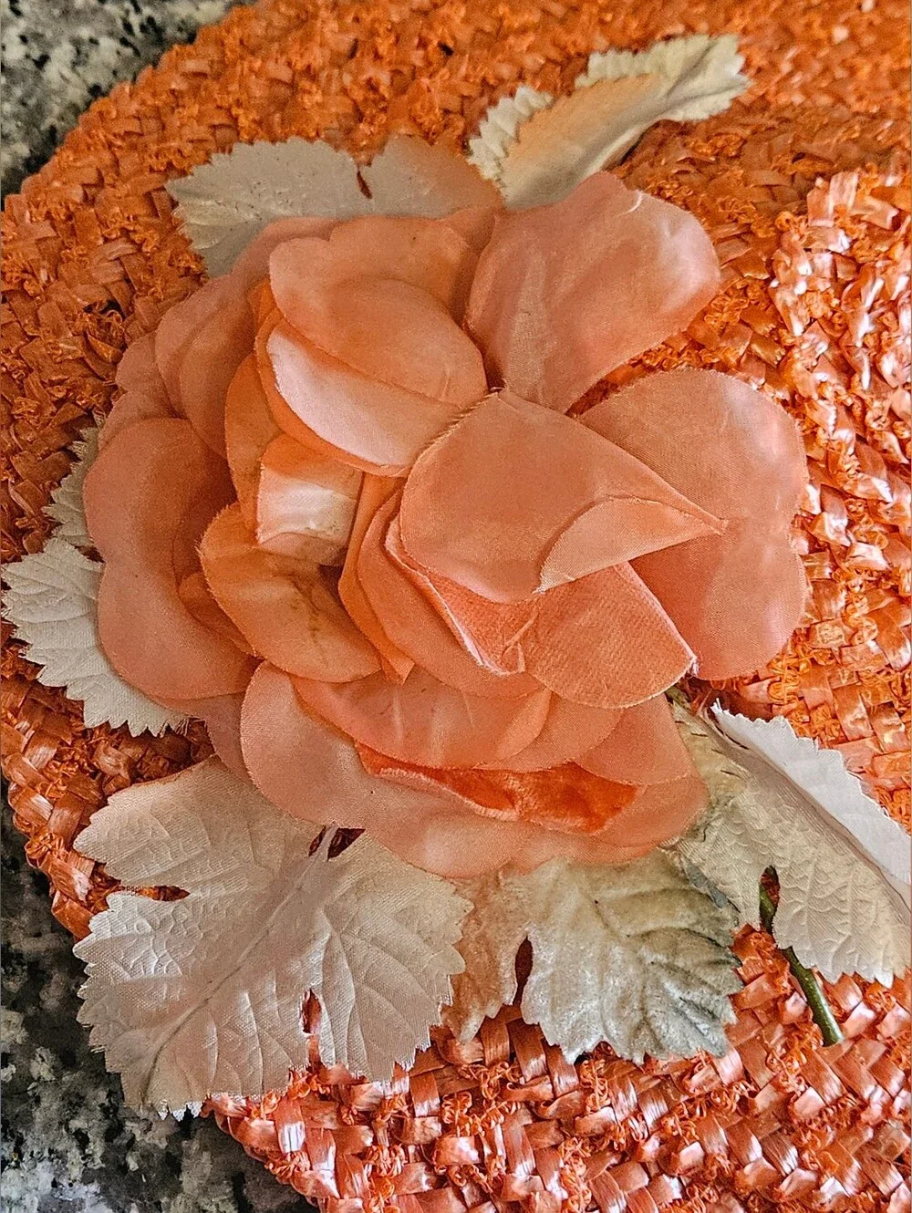 Vintage Straw Fascinator Derby Hat with Floral Accent
